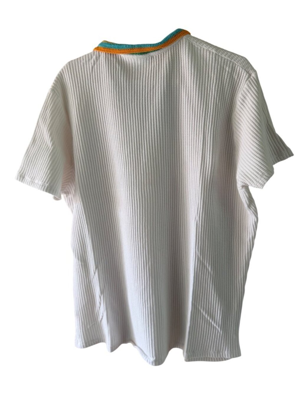 Laurel Canyon Mens Crochet Polo Size XXL White Cotton Knit Ribbed Soft Casual - Picture 11 of 12